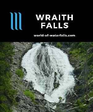 Wraith Falls is a cascading 100ft waterfall dropping in a bulb-shape on Lupine Creek reachable by a short 2-mile round-trip hike in the north of Yellowstone.