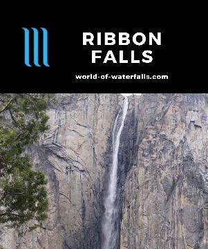 Ribbon Falls was a slender 1612ft almost-free-falling waterfall that also happens to be one of Yosemite National Park's tallest and easiest to see.